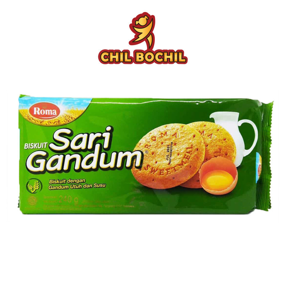 

ROMA SARI GANDUM 240GRAM - BISKUIT GANDUM DAN SUSU 240 GRAM - CHIL BOCHIL