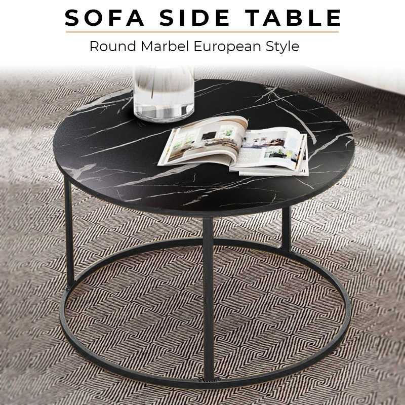 Geja Meja Sofa Side Table Marbel European Style Round 60cm - ND07 | Dekorasi Ruang Tamu, Kamar Tidur