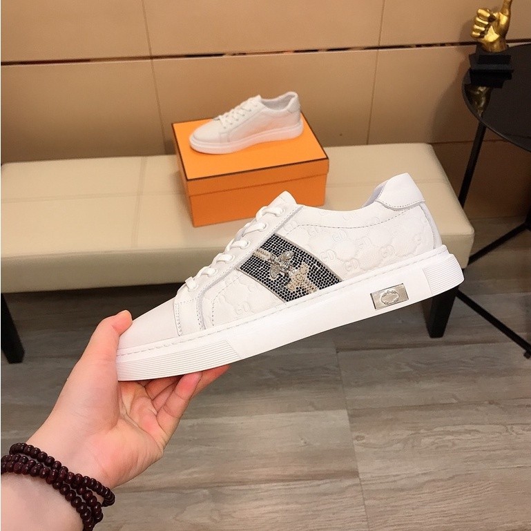 Gucci Luxurious Minimalism Fashion Men Casual Shoes Sneakers White Black Gucci Logo