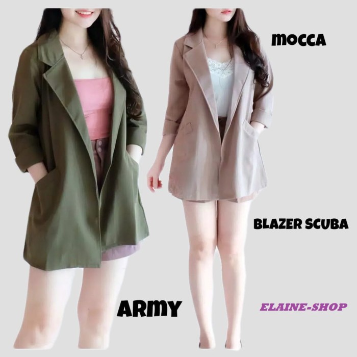 ✨TERLARIS✨ -BLAZER WANITA / OUTER BLAZER BASIC SCUBA / BLAZER WANITA KOREA - Hitam