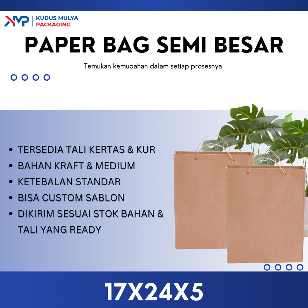 

[ECER] PAPER BAG SEMI BESAR POLOS - PAPERBAG POLOS 17 X 24 X 5 - TAS KERTAS PERNIKAHAN KADO - PAPER BAG SOUVENIR
