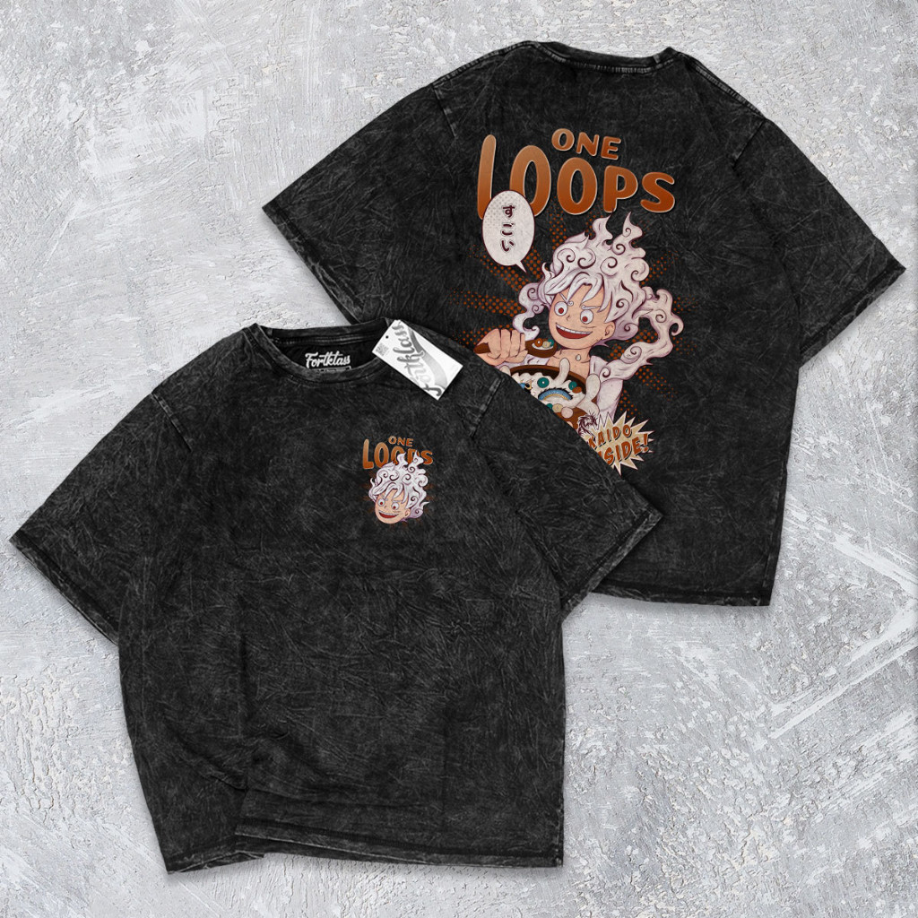 Fregi Kaos Oversize Wash ONE LOOPS Kaos Oversize Pria Lengan Pendek Atasan Tshirt Distro Cowok Kaos 