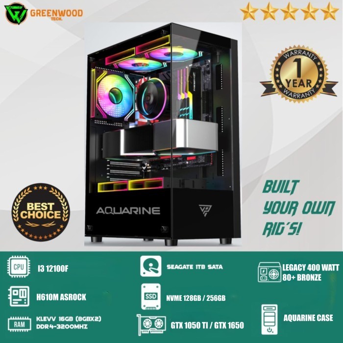 PC GAMING CPU INTEL CORE i3 12100F I RAM 16GB I GTX 1650 4GB -KOMPUTER DESIGN, GAME & EDITING-