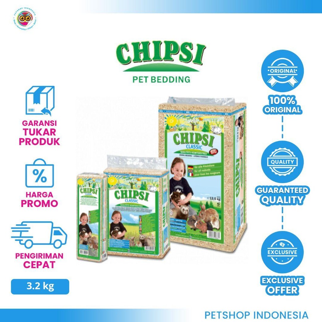 Chipsi 3.2 Kg - Serbuk Kayu Kelinci, Hamster