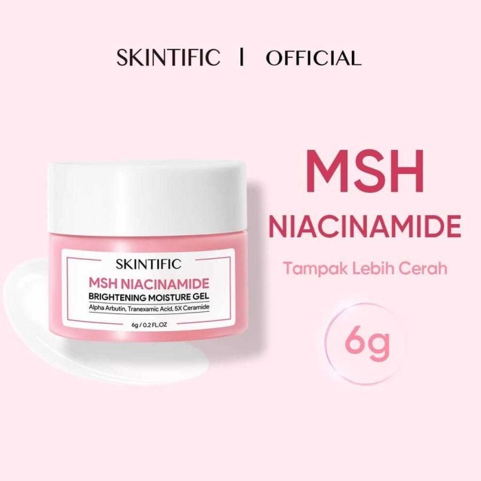 SKINTIFIC MSH Niacinamide Brightening Moisturizer Gel Glowing Pelembab - 6 gram