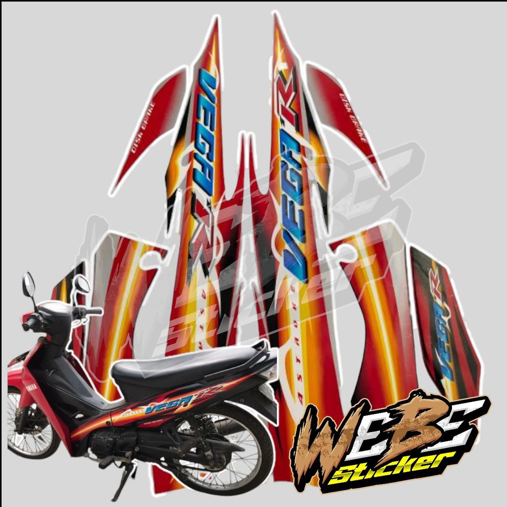 STICKER STIKER POLET LIS STRIPING MOTOR FULL BODY YAMAHA VEGA R NEW WARNA MERAH HITAM KUNING
