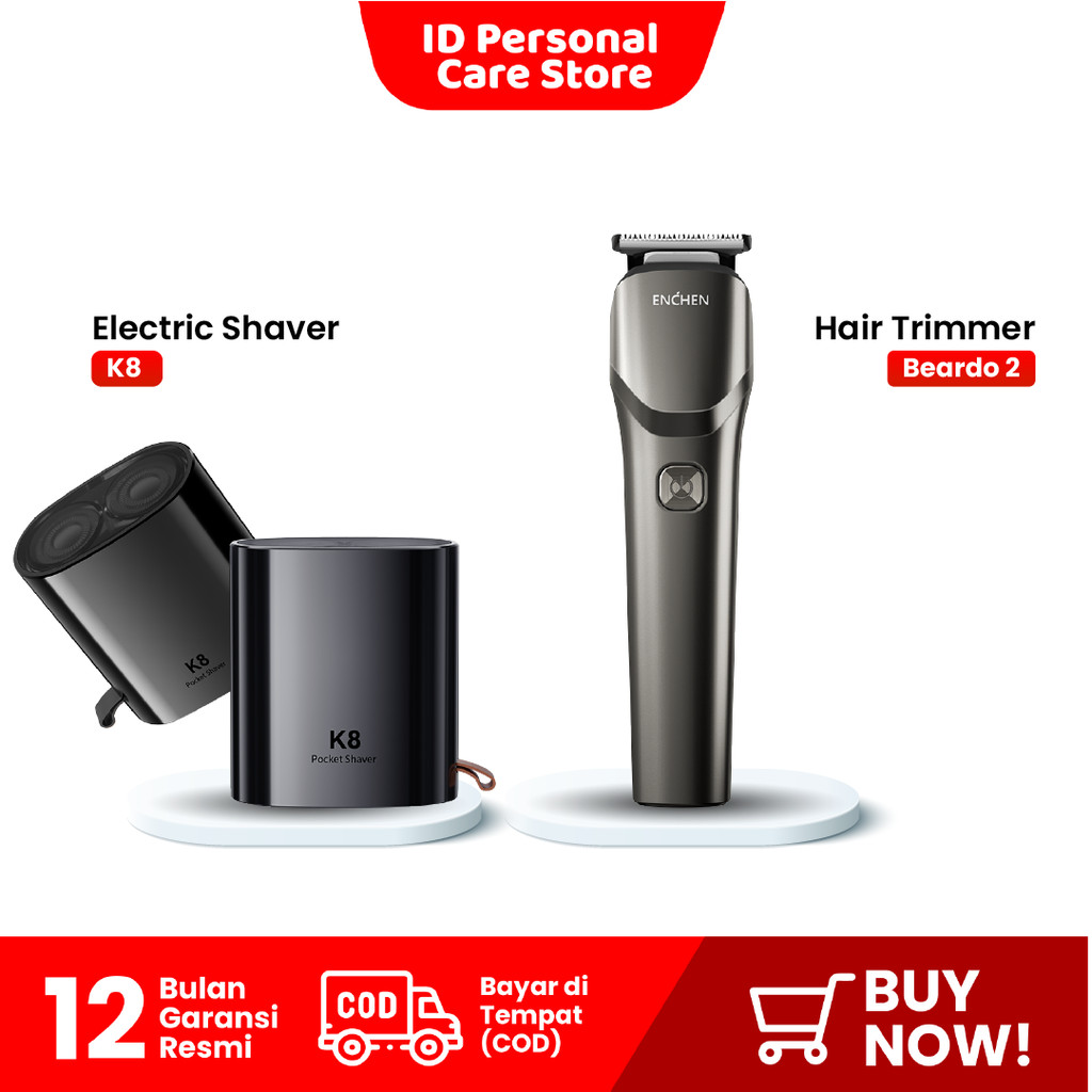 【Penawaran Kombo】ENCHEN Beardo 2 + ENCHEN K8 Pop-up Alat Cukur Elektrik Smart Trimmer Electric Shave