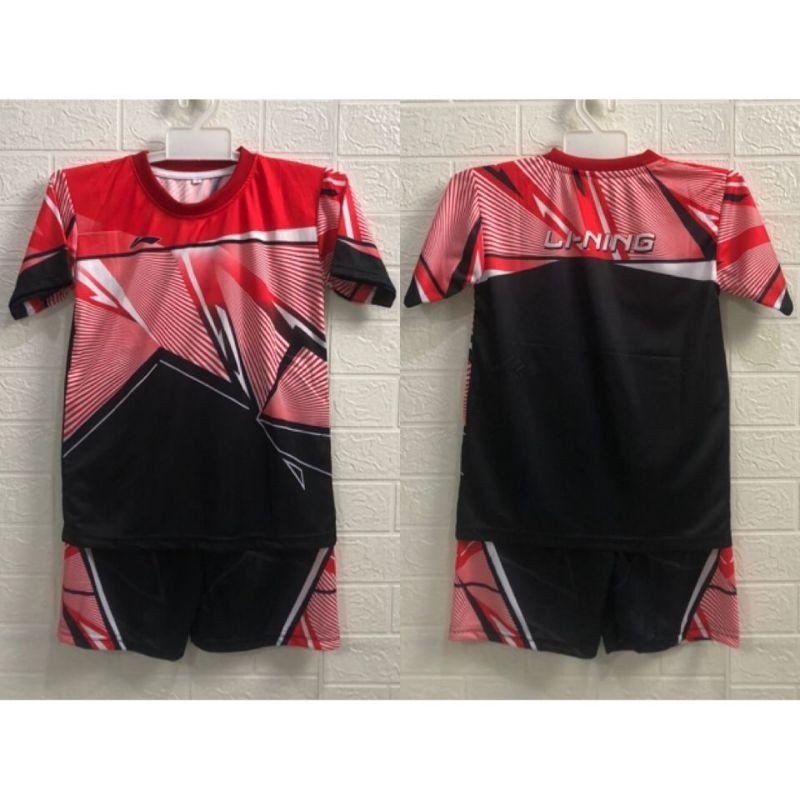 Setelan baju jersey anak olahraga badminton voly takraw futsal printing kids warna merah