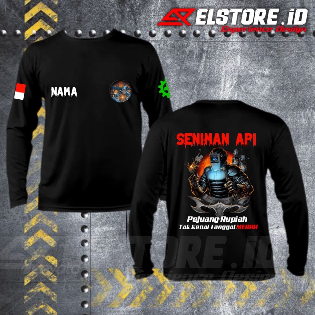 Kaos Distro Pria SENIMAN API/LAS OVERSIZE,Gratis tambah nama, ganti logo/tulisan, baju distro kwalit