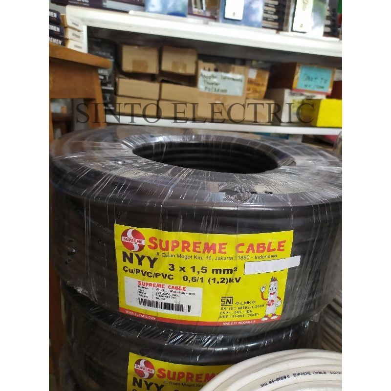 SUPREME Kabel NYY 3 x 1.5 mm Kabel Kawat Hitam Meteran