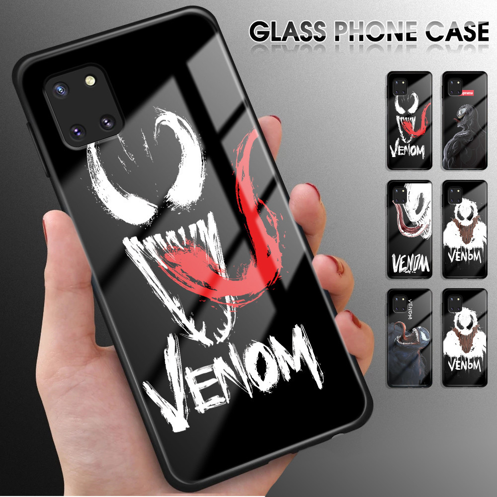 Untuk Samsung Galaxy Note 9 10 Plus Marvel Venom Soft Silicone Edge Hard Case Shockproof Tempered Gl