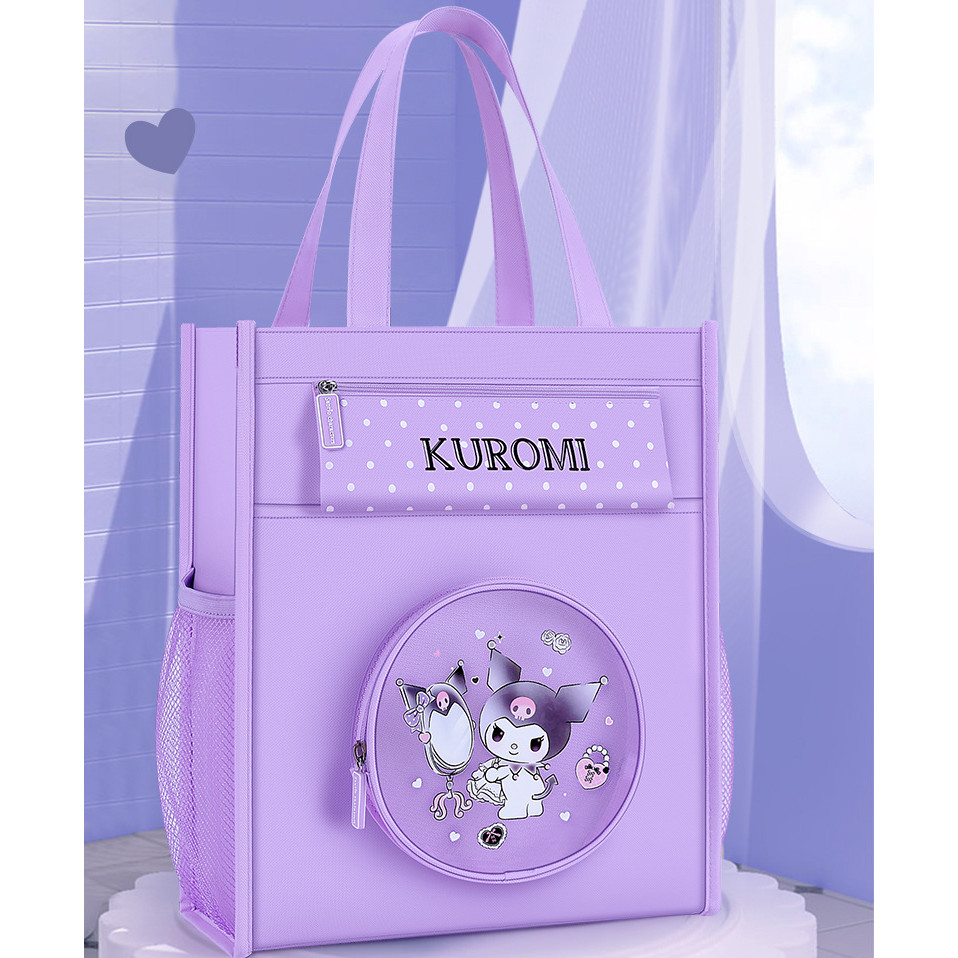

Kuromi Children's Handbag, School Bag, Girl's Primary School Tutoring Bag, Canvas Large-Capacity School Bag, Tutoring Bag