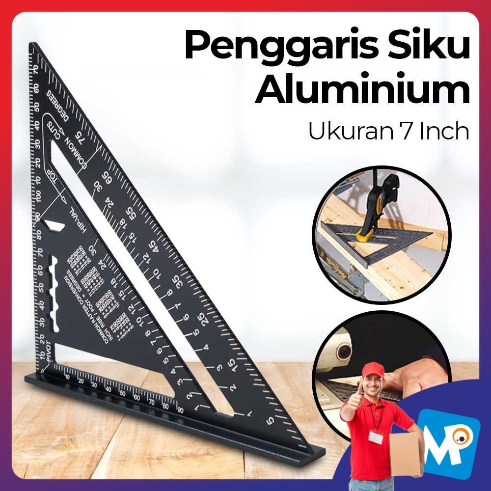 

VKTECH Penggaris Siku Mistar Triangle Ruler Aluminium 7 Inch - A10D01