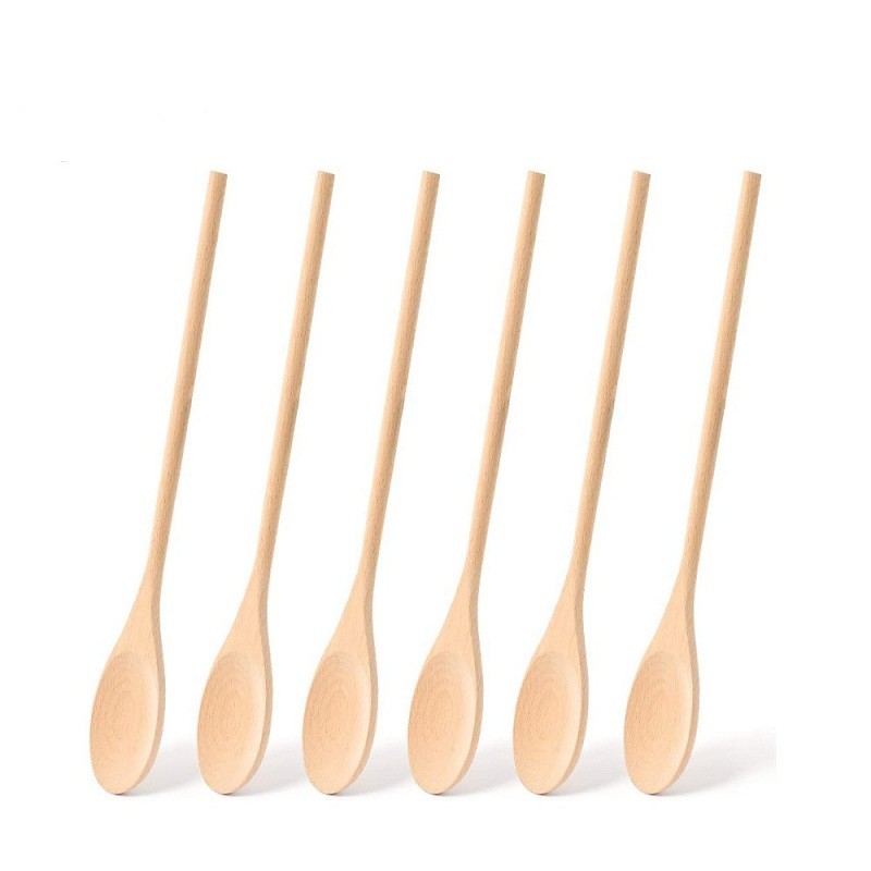 

1/2 Pcs Wooden Soup Spoons Long handle 30*5cm Beech Wood Mixing Stirring Coffee Dessert Spoons Eco Friendly Table Soup Tableware