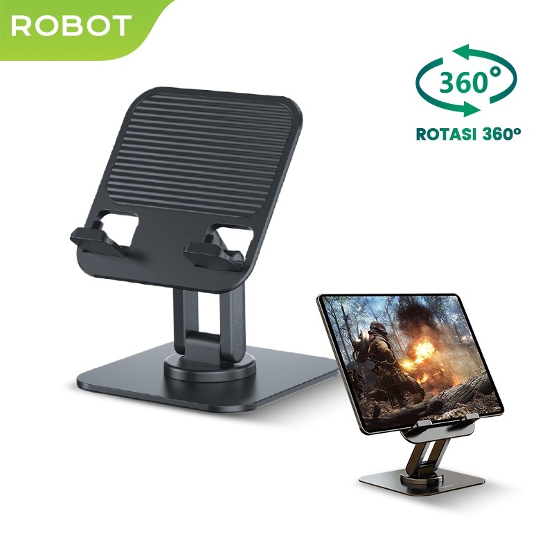 ROBOT RT-LS07 Tablet IPad HP Holder Foldable Dudukan Aluminium Kuat Liftable & Foldable Stand Garans