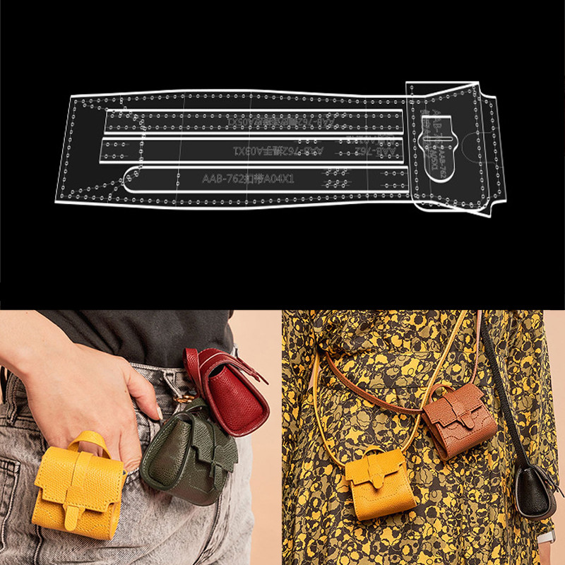 

YOMDID Mini Coin Purse Leathercraft Template DIY Pouch Hanging Bag Storage Leather Stencil Acrylic Template Durable Leather Tool