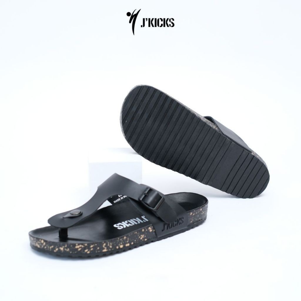JKICKS UNO QUALIA BLACK Sandal Kulit Pria produk Original