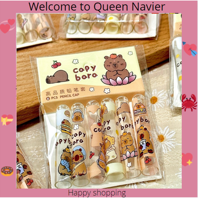 

QN - Set 6pcs Penutup pensil lucu capybara Cover pencil lucu sanrio