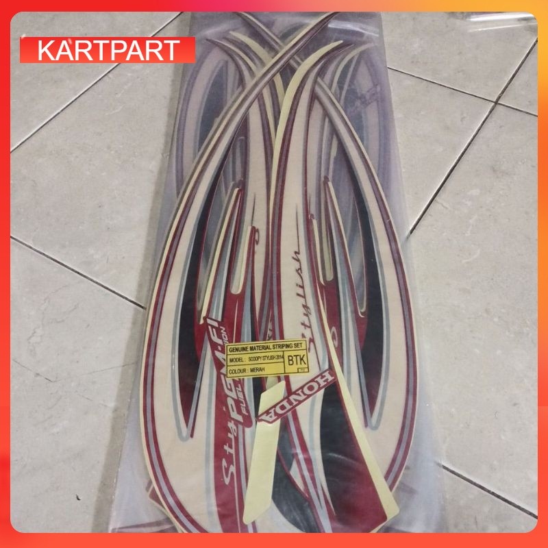 striping sticker les body Honda Scoopy stylish 2014 merah