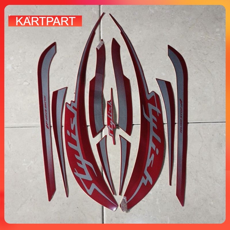 striping stiker les body Honda Scoopy stylish 2019 merah doff bahan original