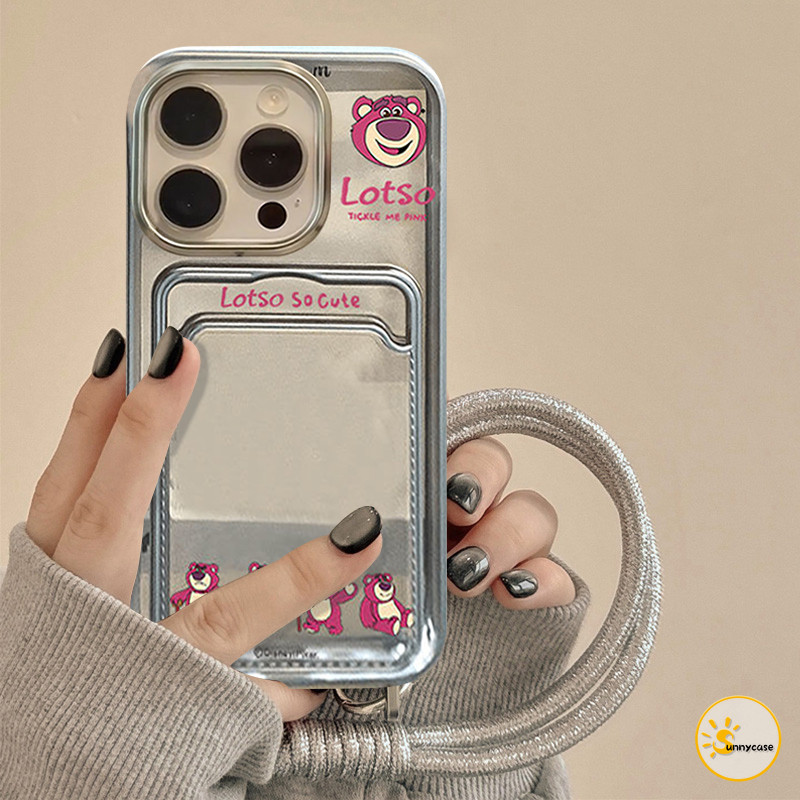 Casing Tali Gantungan Kartu Kredit Lotso Silver yang Cantik Kompatibel untuk iPhone 13 11 14 15 12 P
