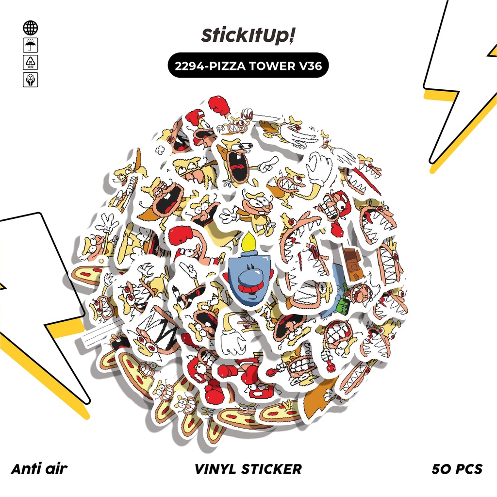 

COD✨ 50 Pcs Sticker Pack PIZZA TOWER 36 Lucu Aesthetic Vynil Waterproof untuk Freebies Sticker Buku Journal Casing HP Laptop