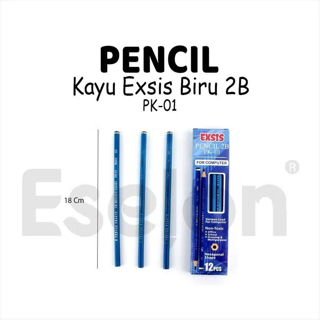 

Pensil 2B BIRU EXSIS PK-01 / 1 PAK Pensil Kayu EXSIS Stationery