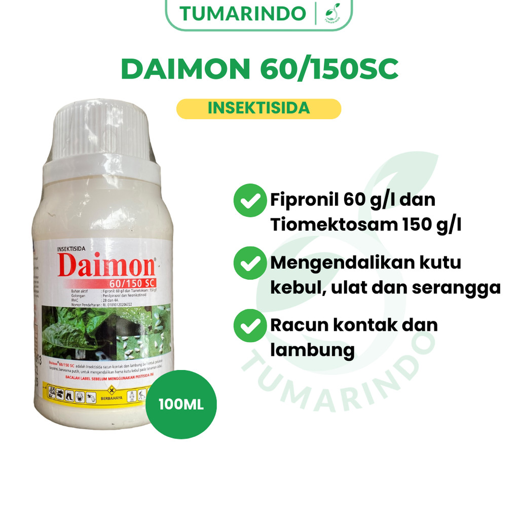 Daimon 60/150SC 100ML Fipronil 60 g/l Thiametoxam 150 g/l Insektisida Pembasmi Hama Kutu Kebul 2 Bah