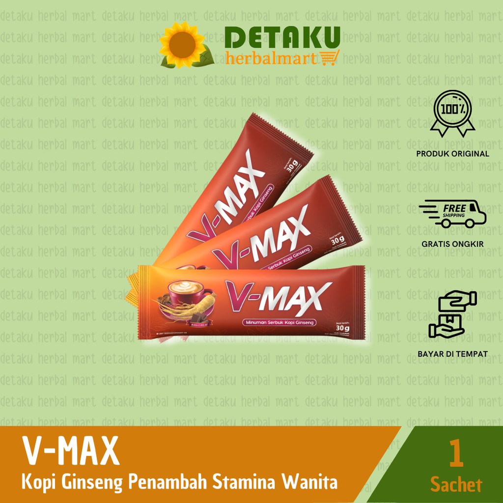 

Kopi V-MAX Stamina Wanita Tahan Lama Kopi Ginseng Rasa Cokelat Ecer 1 Sachet