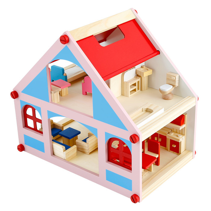 Wooden Doll House - Biru Muda