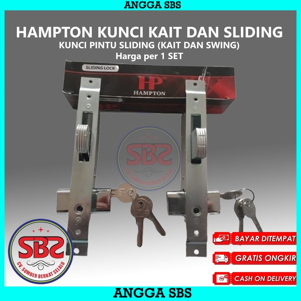 HAMPTON KUNCI PINTU ALUMUNIUM SLIDING MODEL KAIT DAN SWING