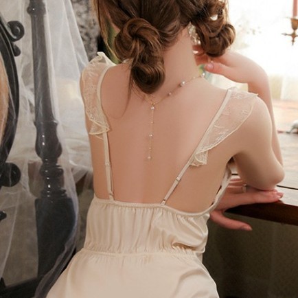 Set Piyama Kimono Baju Tidur Long Dress Wanita Dewasa Lingerie Sexy - M