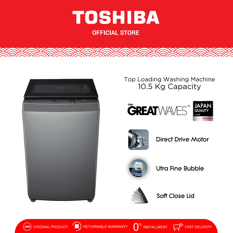 PROMO-SPSIAL TOSHIBA Mesin Cuci Top Loading 10,5kg Model AW-DUK1150HN(SG) - Mesin Cuci Bukaan Atas K