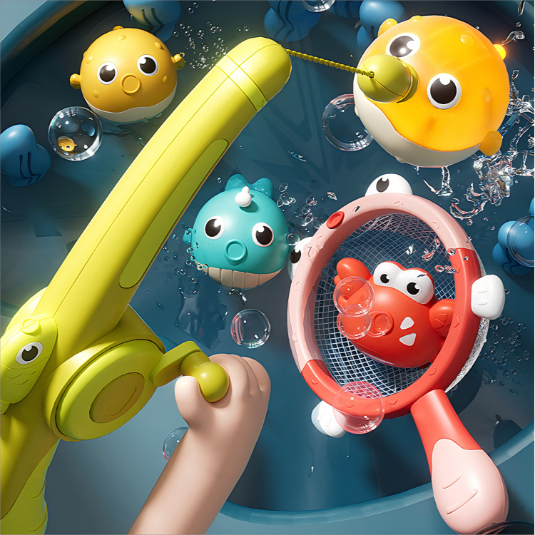 Children's magnetic fishing toys for babies to take a shower, play in the water, catch fish, and exp