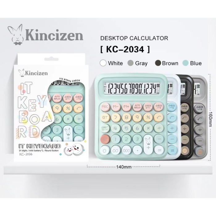 

Kalkulator Rainbow KINCIZEN KC 2034 - Calculator Pastel 14 Digit Tombol Mechanical Fancy Color