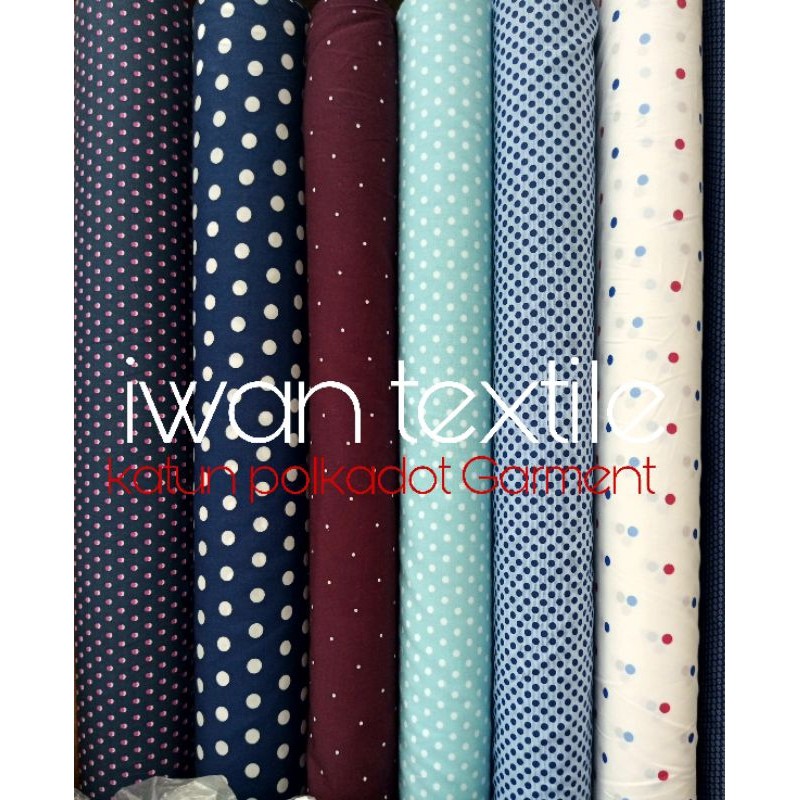 PROMO kain katun italy motif polkadot garment quality bahan baju kemeja gamis pria dan wanita cotton