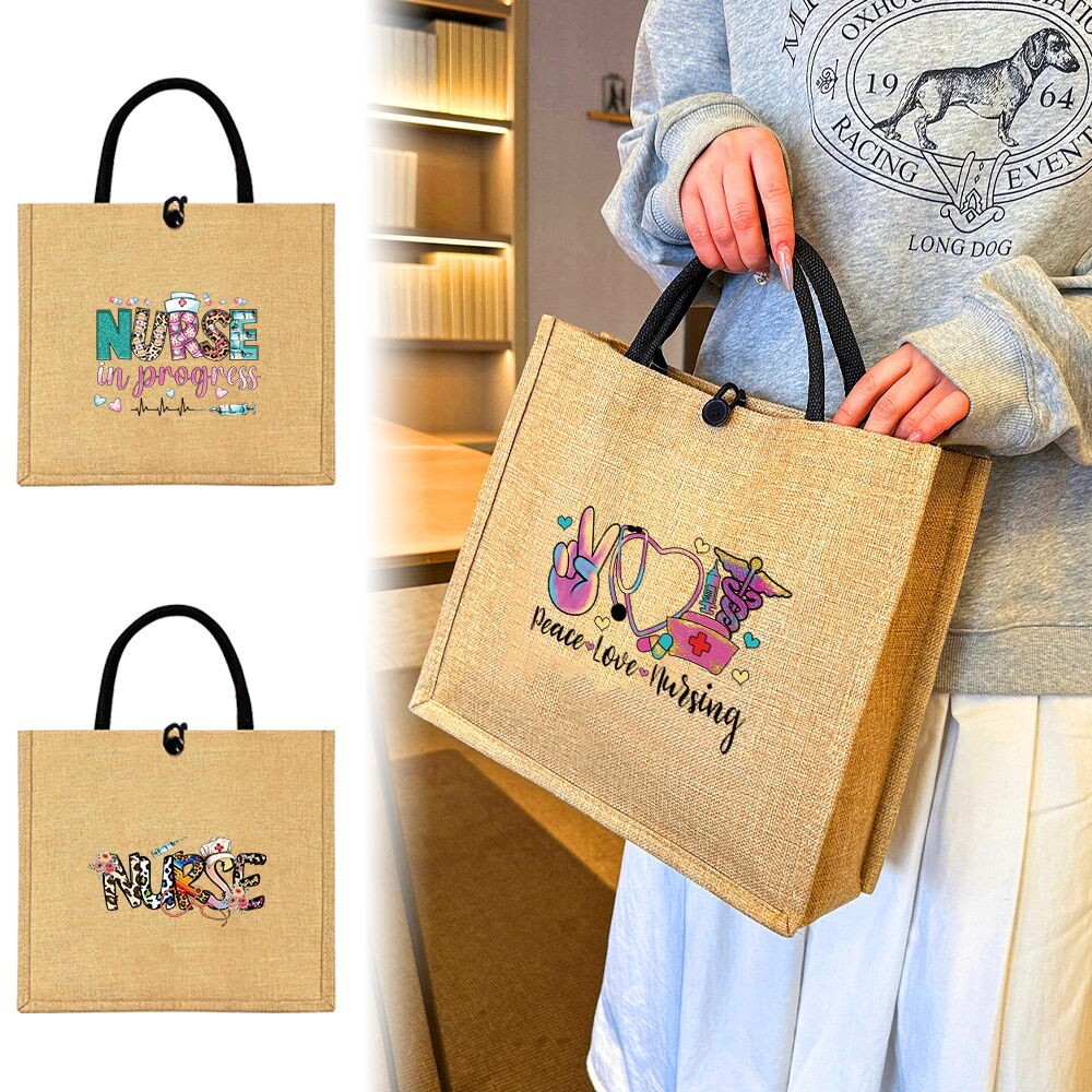 Totebag Wanita Jute Bag Large Capacity Waterproof Jute Handbags Ladies Original Environmentally Bag 