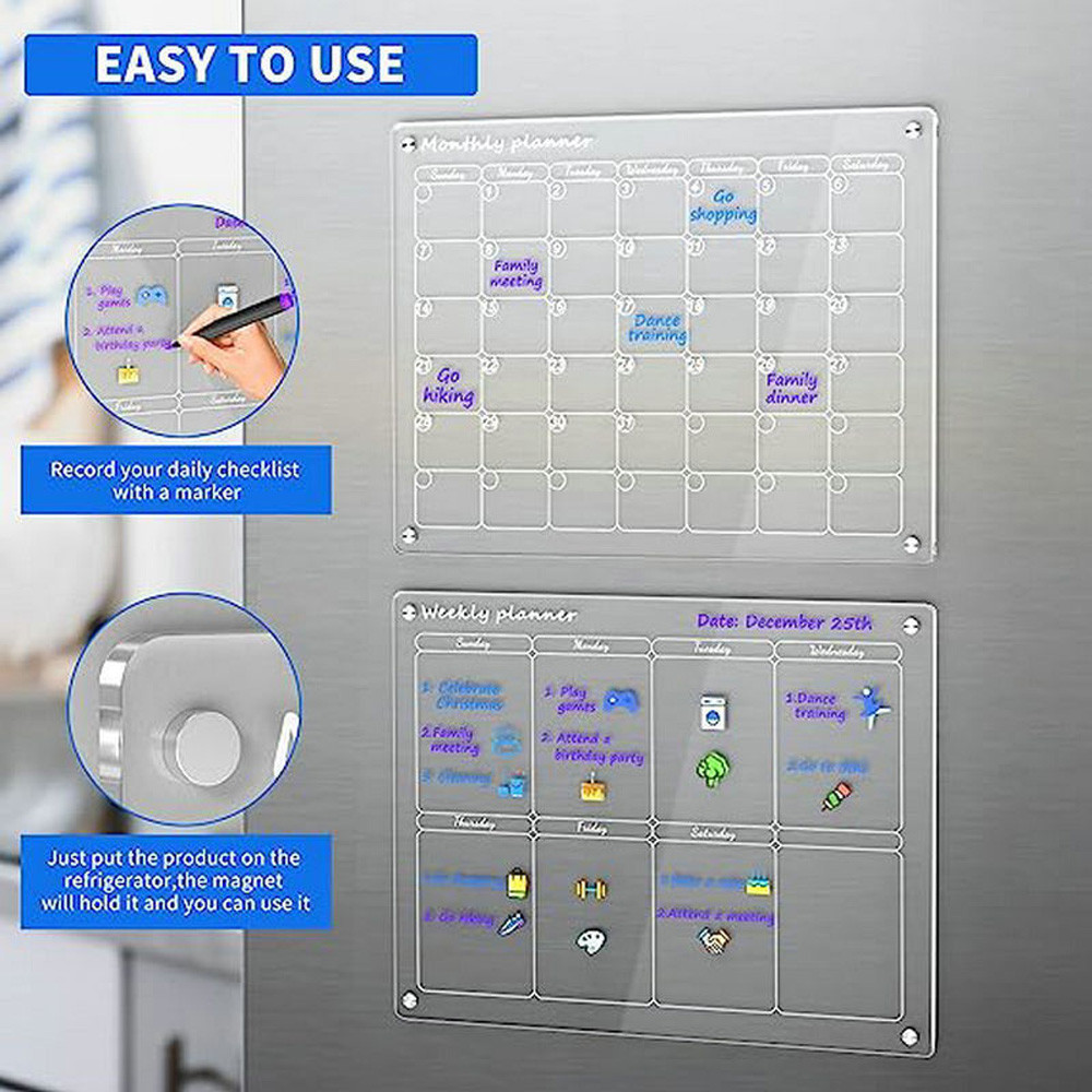 

Acrylic Magnetic Fridge Calendar Clear Calendar Board Planner Daily Weekly Monthly Schedule Dry Erase Board For Home