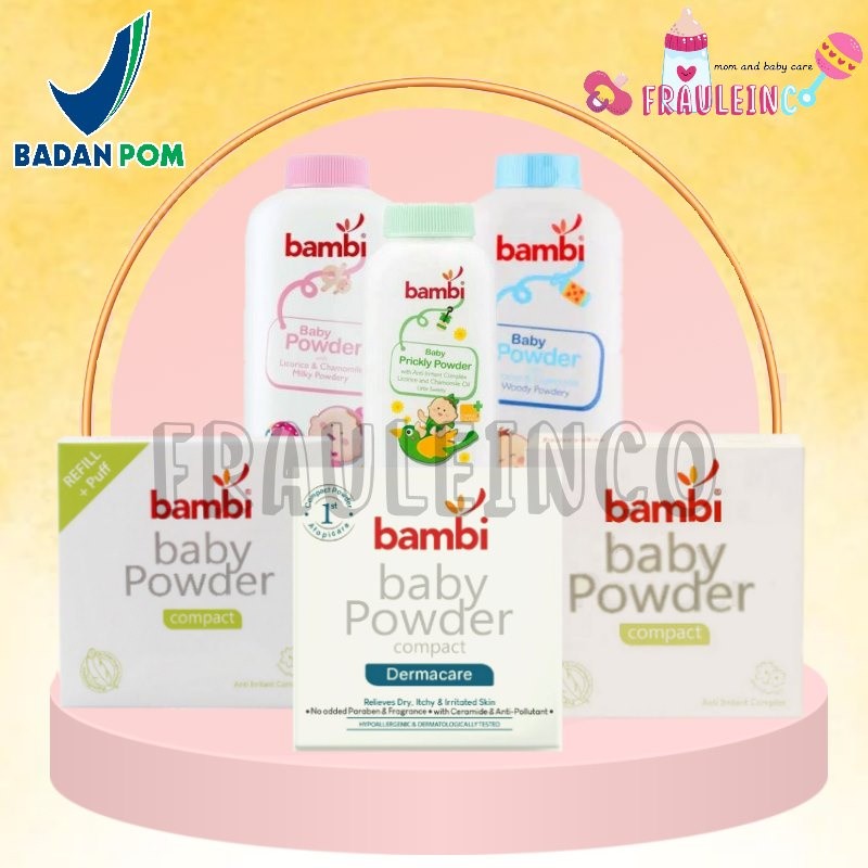 *FRAULEINCO* Bambi Baby Compact Powder Full Case / Bambi bedak padat / Bambi bedak tabur / Bambi bed