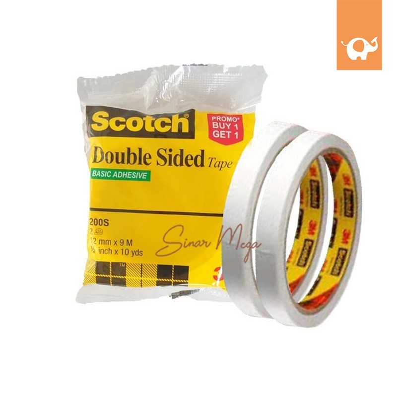 

3M Scotch Double Sided Tape 200M 12mm x 10yard Murah