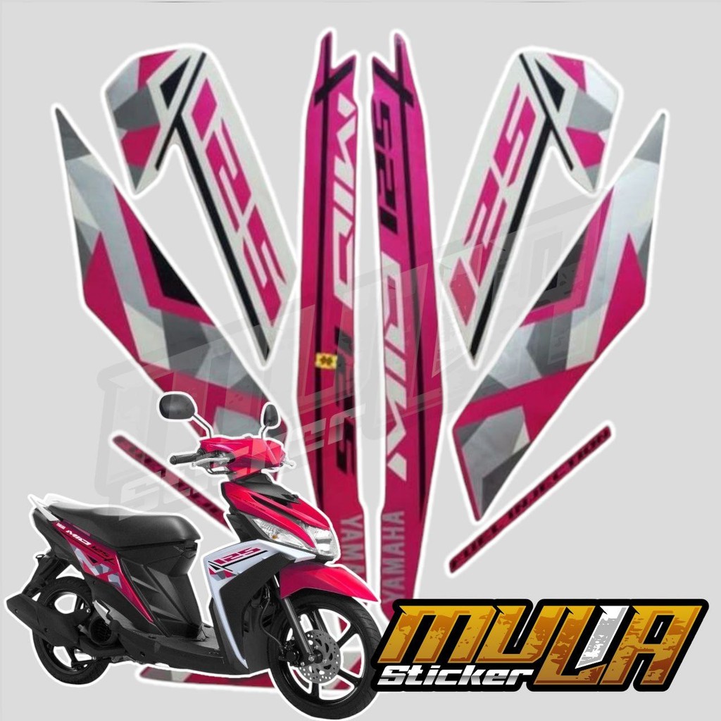 STICKER STIKER POLET LIS STRIPING MOTOR FULL BODY YAMAHA MIO M3 MIO 3 MIO Z 125 2016 WARNA PINK MAGE
