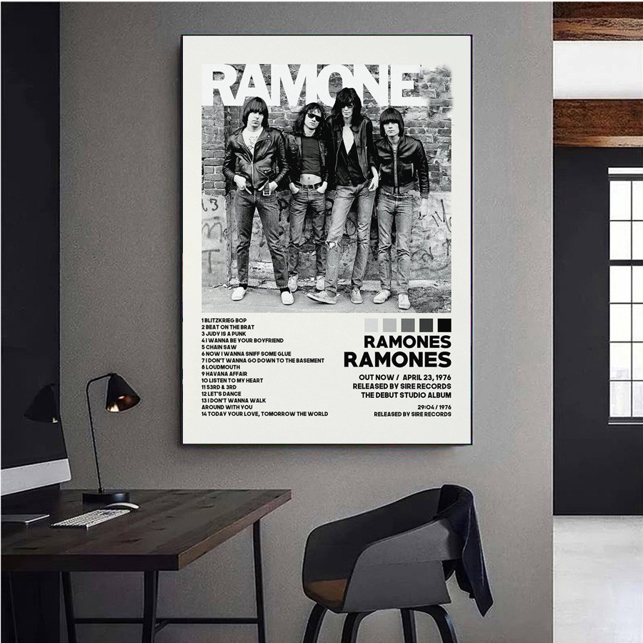 

Hot R-Ramones Classic Tracklist Modern Music Album Cover Poster Prints Wall Art Picture Canvas Bedroom Painting Room Home Decor
