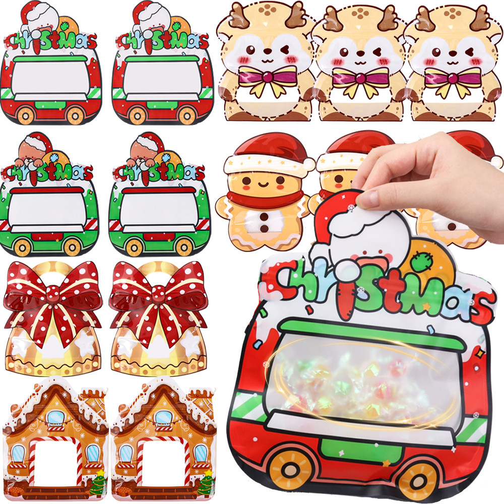 

Creative Bag Shape Children's Lunch Bags Candy Biscuits Plastic Zipper Bag Snack Bags Children Christmas Party Decoration Gifts