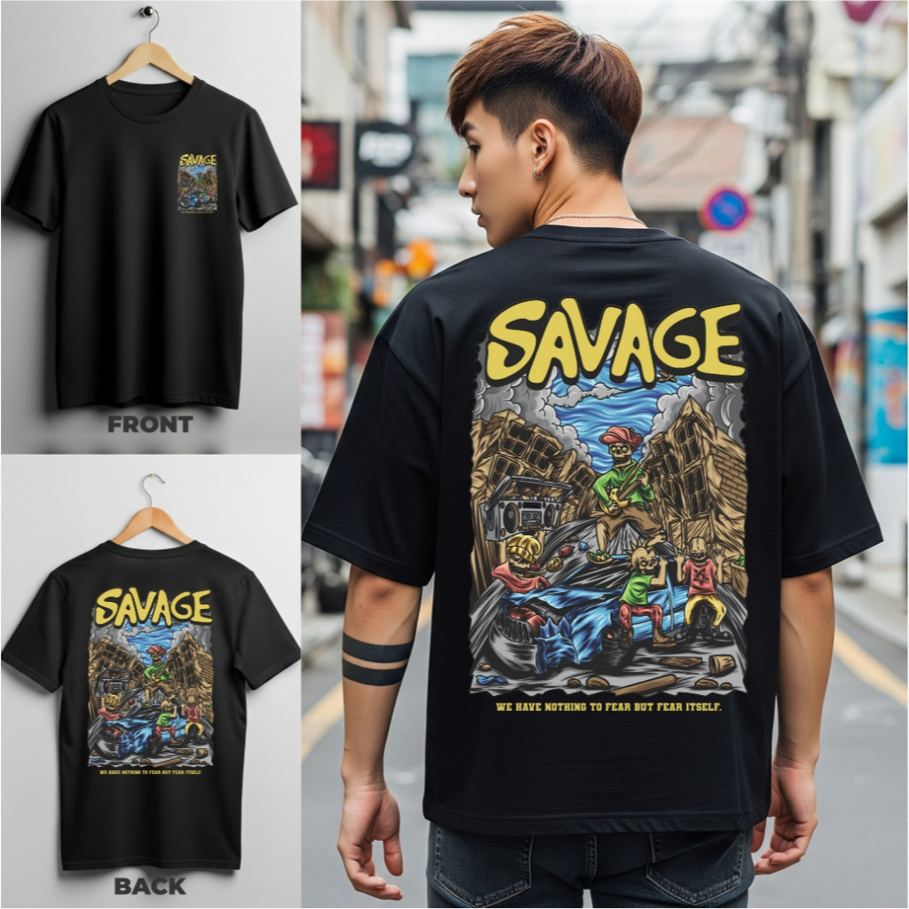 Kaos Distro Unisex Savage Street – Desain Grafis Penuh Aksi dan Pesan Berani