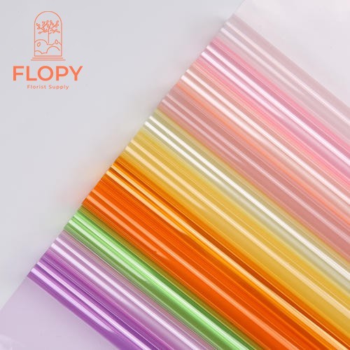 FLOPY - [5 Lembar] FWG - Cellophane Transparan Warna / Plastik Bunga / Wrapping Paper / Wrapping Buk