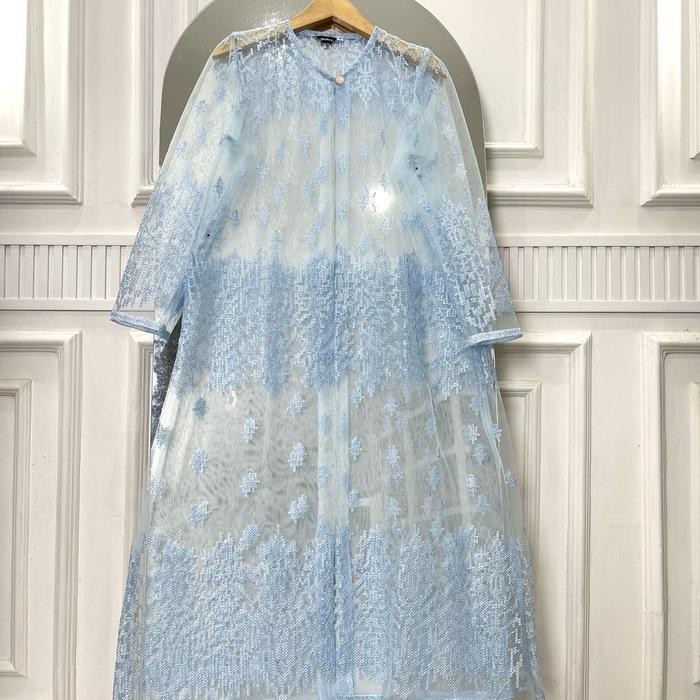 Gaia Outer Brokat Tile Panjang wanita Cardigan kondangan Muslim Kardigan Fit Putih Hitam Baju - Baby