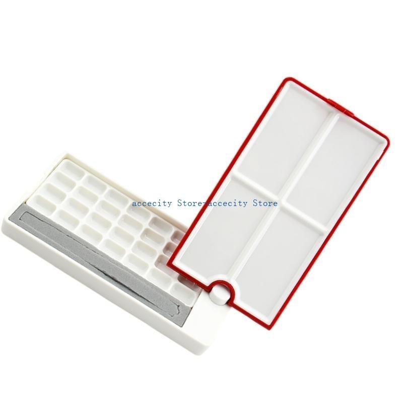 

D08A Empty Watercolor Palette Watercolor Tray Palette Roating Empty Watercolor Half Pans for Acrylic and Oil Painting