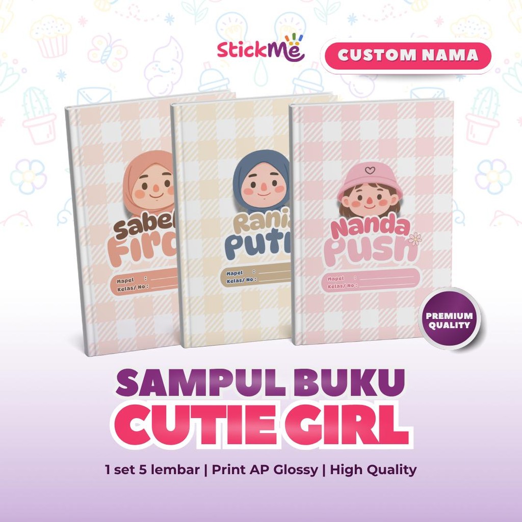 

Stickme Custom Nama Sampul Buku Cutie Girl Theme Untuk Buku Tulis Sekolah A5 Standart Back to School