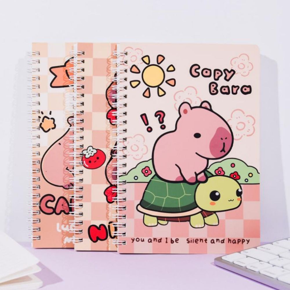 

Mini Portable Notebook A5 Capybara Notebook Capybara Line Inner Pages Coil Notebook Cute Daily Notes Small Notepad Student Diary