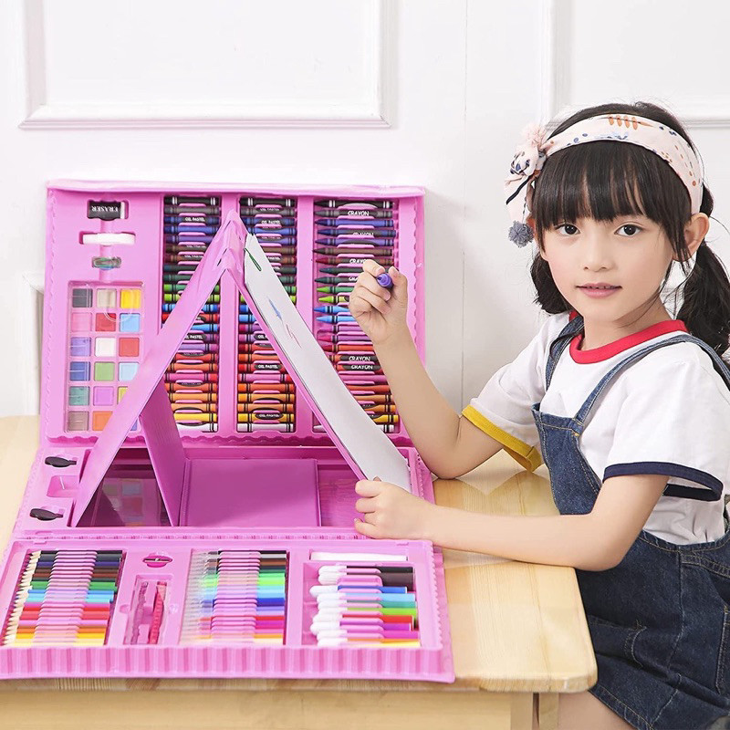 

Set alat gambar crayon krayon 208pcs drawing painting set kado anak